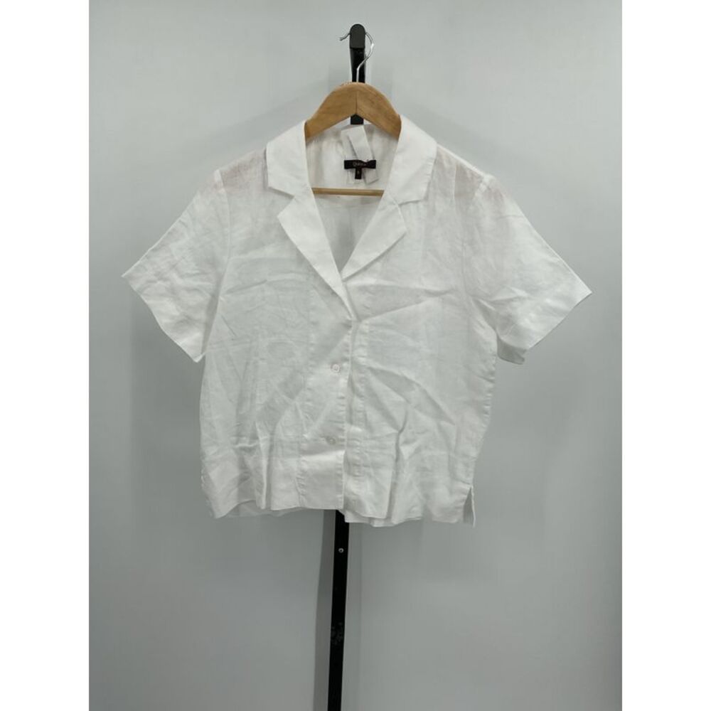Quince Women's 100% European Linen Short Sleeve Shirt White S